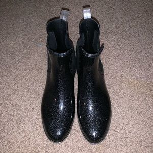 Sparkly black rain boots/booties